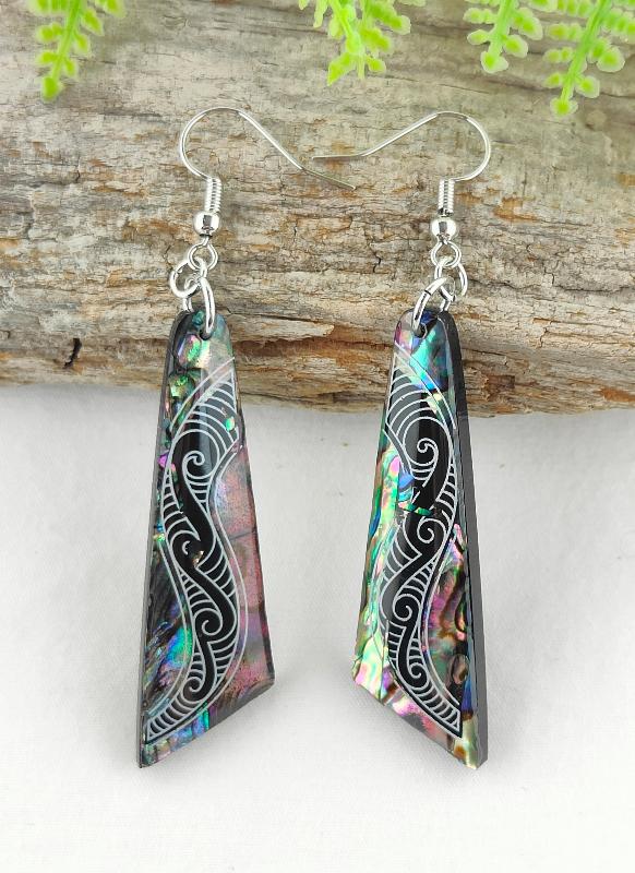 Paua And Koru Design Earrings #13 Main image
