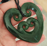 NZ Greenstone Large 4 Koru Heart - 62mm #05-A