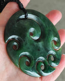 NZ Greenstone 6 Koru Carving 70mm #2