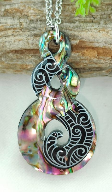 Paua Double Twist Design Necklace #07 Main image