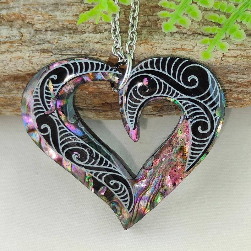 Paua Heart Design Necklace #05 Main image