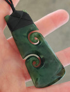 NZ Greenstone Large Toki/Adze with Double Koru #92