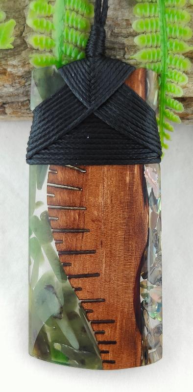 Rimu, Greenstone And Paua Toki - NZ Made #535 Main image