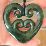 NZ Greenstone Large 4 Koru Heart - 62mm #05C