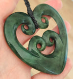 NZ Greenstone Large 4 Koru Heart - 62mm #05C