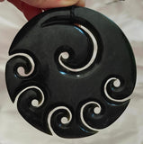 NZ Greenstone 6 Koru Carving 80mm #68