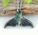 Paua Whale Tail Design Necklace #01