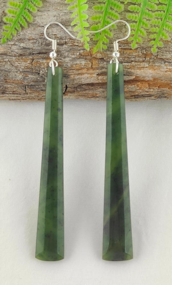 NZ Greenstone Earrings 79mm #AS92 Main image