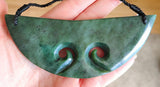 NZ Greenstone Double Koru Breast Plate Pendant #11-A