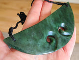 NZ Greenstone Double Koru Breast Plate Pendant #11-A