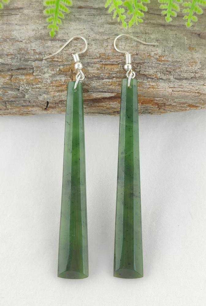 NZ Greenstone Earrings 79mm #AS93 Main image