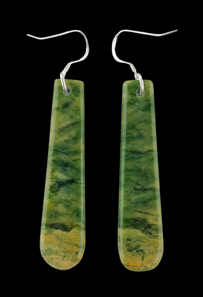 NZ Greenstone Earrings 57mm #AS105 Main image