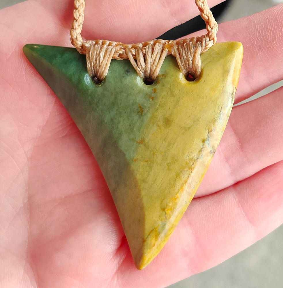 NZ Greenstone Whale Tooth Design - 50mm - Alex Sands #200 Secondary image