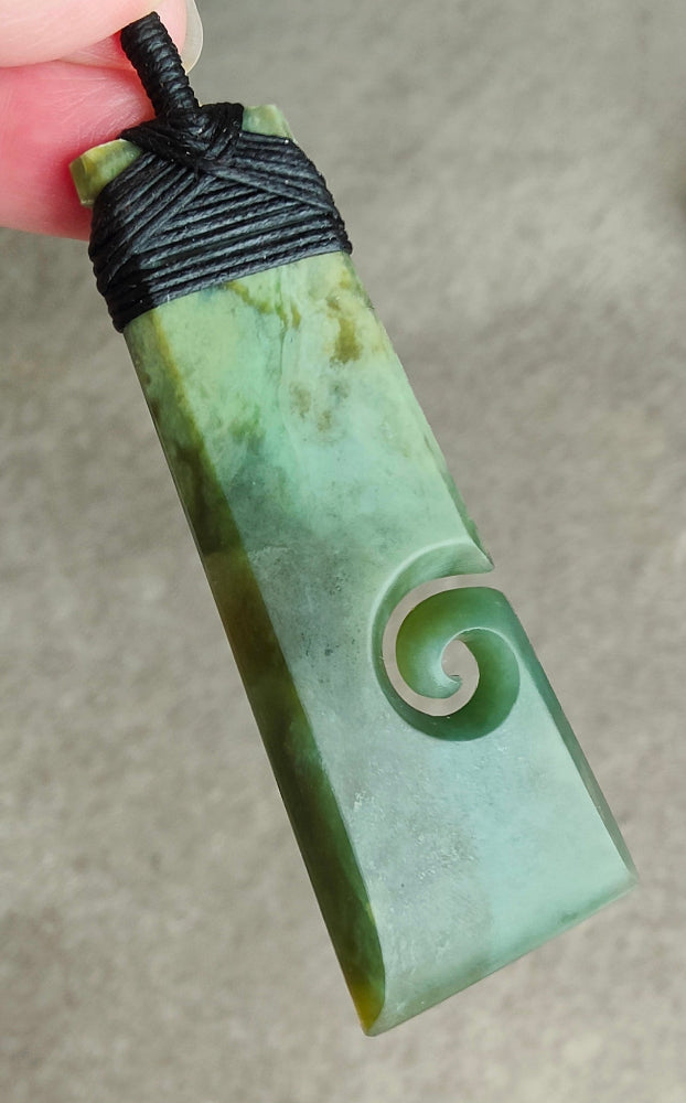 NZ Greenstone Bound Toki Koru - 80mm  - Deane Moreton #112 Secondary image