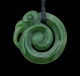 NZ Greenstone Double Sided Koropepe Pendant 53mm #88