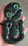 NZ Greenstone Extra Large Sideways Tiki Carving - 125mm #39LS