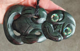 NZ Greenstone Extra Large Sideways Tiki Carving - 125mm #39LS