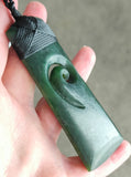 NZ Greenstone Toki With Koru Carving 90mm #56C