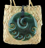 NZ Greenstone 5 Koru Carving 50mm