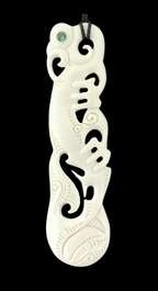 Large Manaia Bone Carving Necklace - 140mm #3
