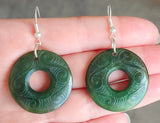 NZ Greenstone Donut Shaped Earrings #36