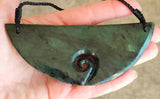 NZ Greenstone Single Koru Breast Plate Pendant #10