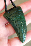 NZ Greenstone Shark Tooth Pendant 52mm #926