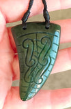 NZ Greenstone Shark Tooth Pendant 52mm #926