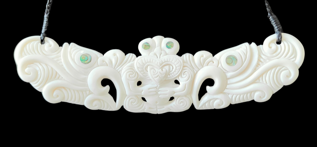 Tiki Breast Plate Bone Carving Pendant #11 Main image