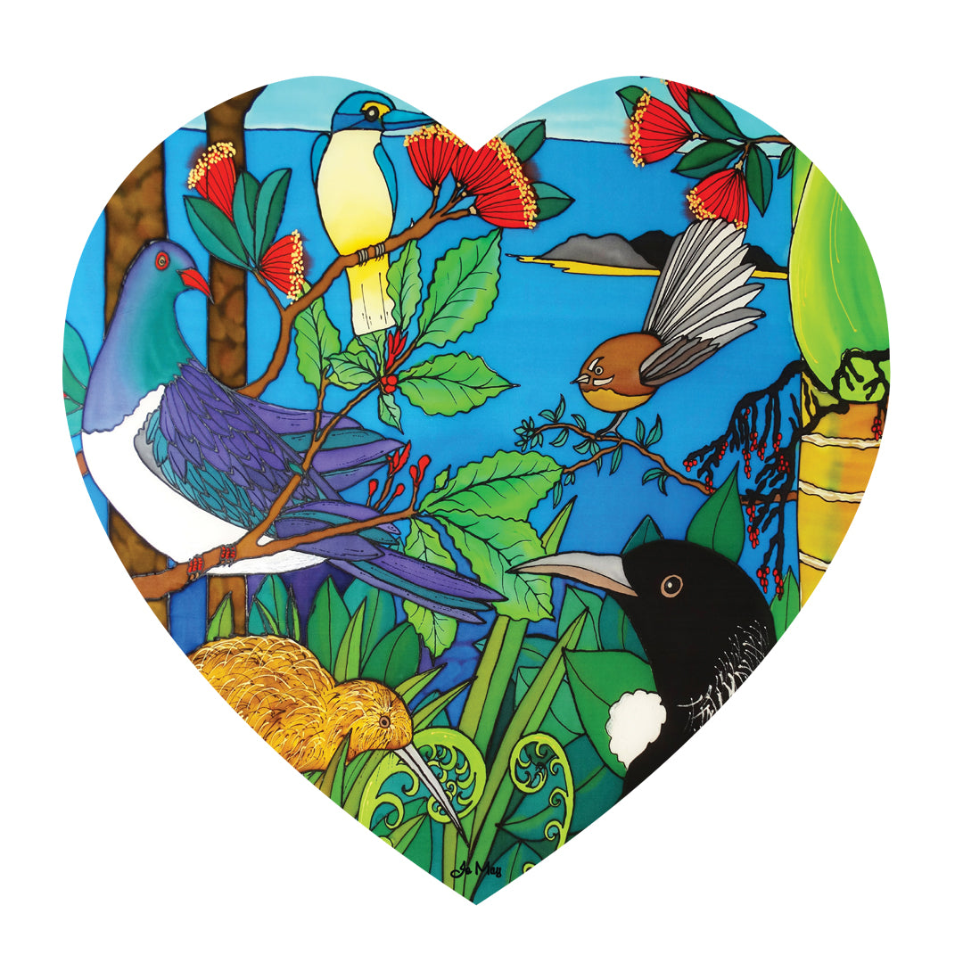 NZ Birds Ceramic Heart Wall Hanging Main image