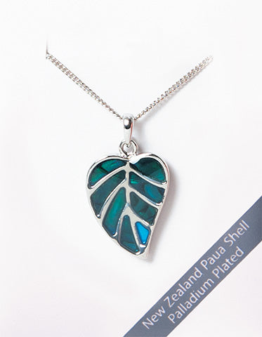 Paua Leaf Necklace - Palladium Plated Main image