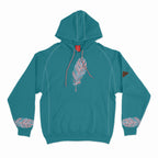 Women's Maori Feather Hoodie - Kia Kaha - Teal