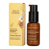 Wild Ferns Manuka Honey Facial Serum with packaging on a white background