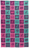 Jacquard Woven 4 Icons Tea Towel - Green And Purple