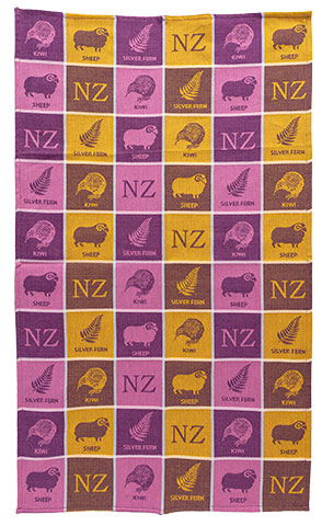 Jacquard Woven 4 Icons Tea Towel - Orange And Purple Main image