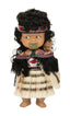 Doll dressed in traditional Maori attire with a white background