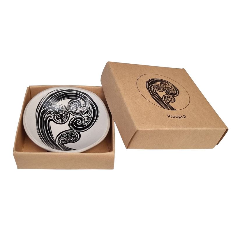 Ponga 2 Black and White - 7cm Porcelain Bowl Main image