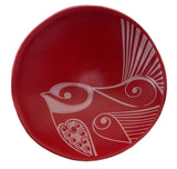 Piwakawaka White On Red - 7cm Porcelain Bowl