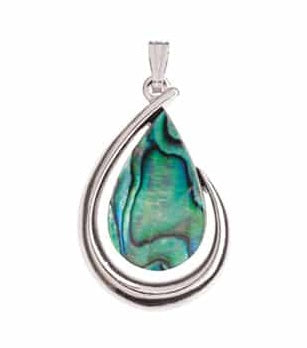 Palladium Plate Paua Tear Drop Pendant - NZ Made Main image