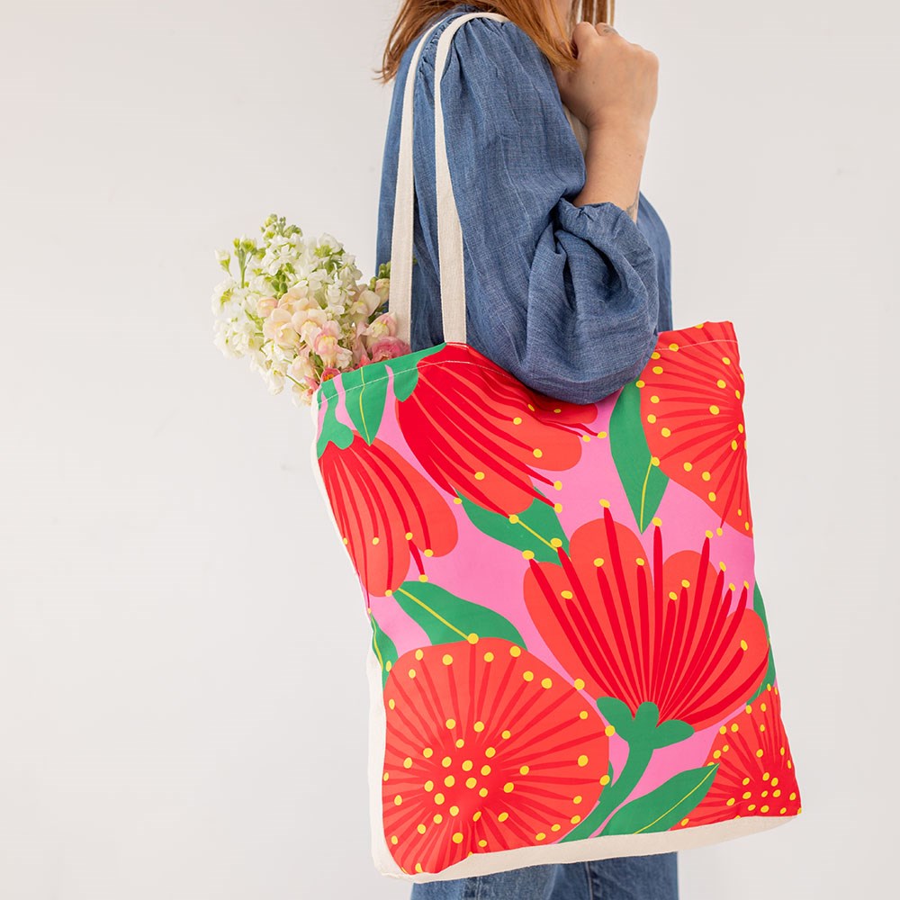 Bright Pink Pohutukawa Shopping Bag Secondary image