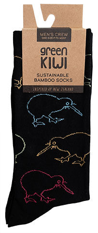 Men's Bamboo Socks - Kiwis on Black