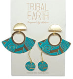 Tribal Earth Fan Stud & Hook Earrings 2 Set - Koru #2