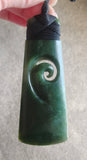 NZ Greenstone Toki With Koru Carving 89mm #56A