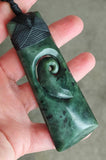 NZ Greenstone Toki With Koru Carving 90mm #56B