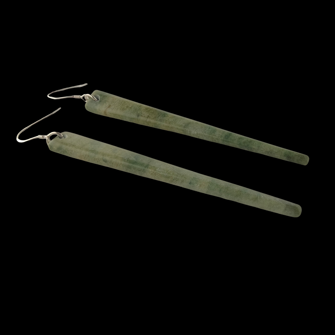 NZ Greenstone Earrings 82mm #ASE60 Secondary image