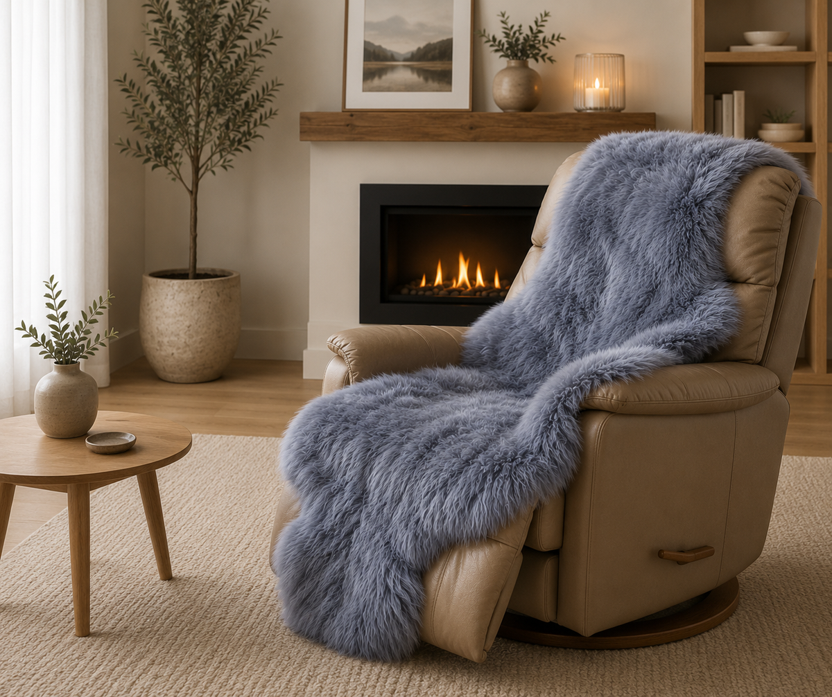 Large Double Sheepskin Rug - Grey - NZ Made