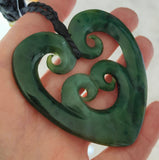 NZ Greenstone Large 4 Koru Heart - 62mm #05-D