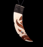 Manaia Pig Tusk Stained Carving Pendant #05