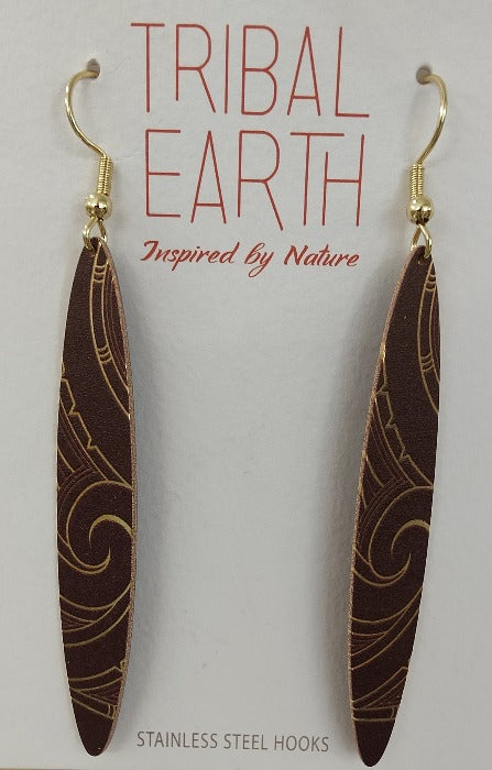 Tribal Earth Hook Earrings - Kowhaiwhai #2 Main image