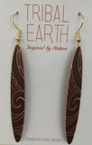 Tribal Earth Hook Earrings - Kowhaiwhai #2